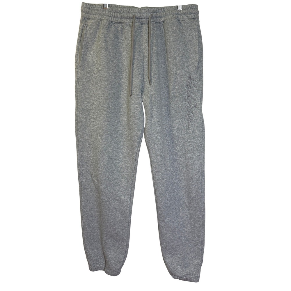 Hollister Joggers mens Large Gray Fleece Logo Sweatpants Streetwear Cozy Gym